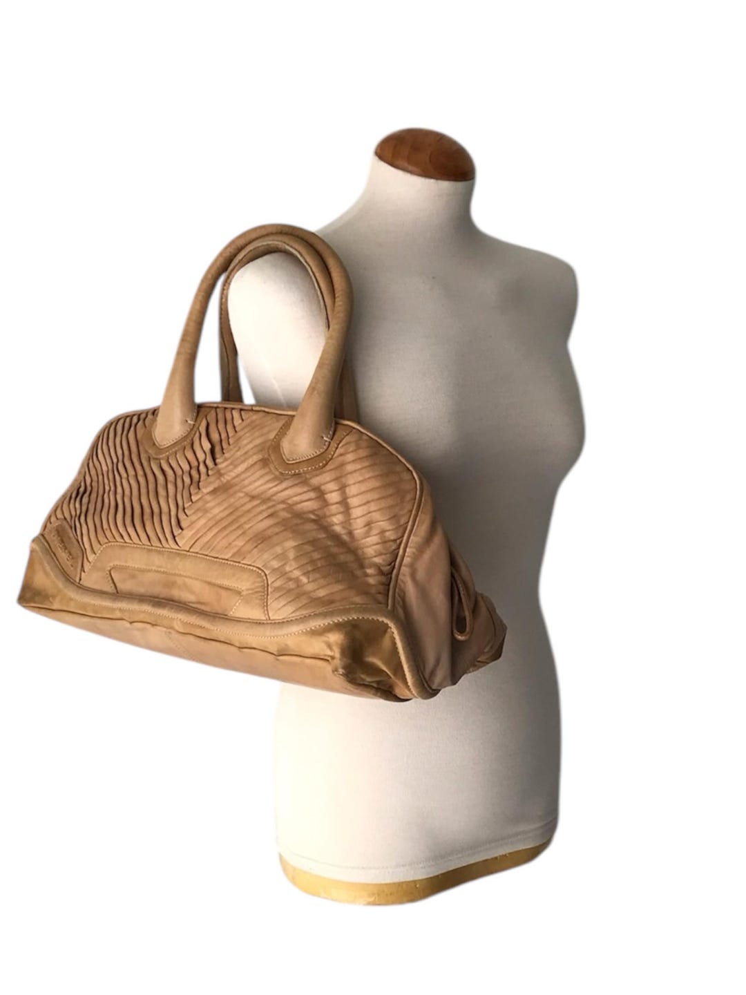 専用　00s DIESEL leather shoulder bag brown DIESEL Brown Canvas Womens Shoulder Bag Leather Logo 00s Y2k