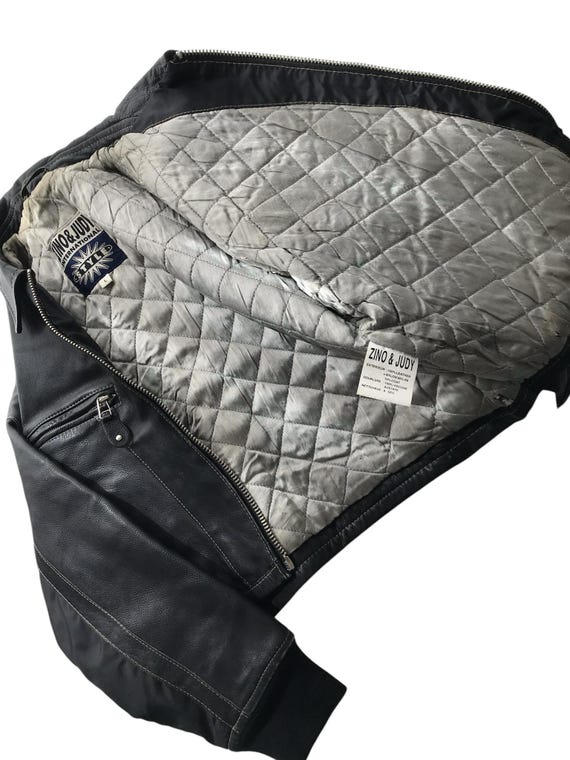 Vintage 90s ZINO & JUDY Women's Black Leather Bomber Jacket