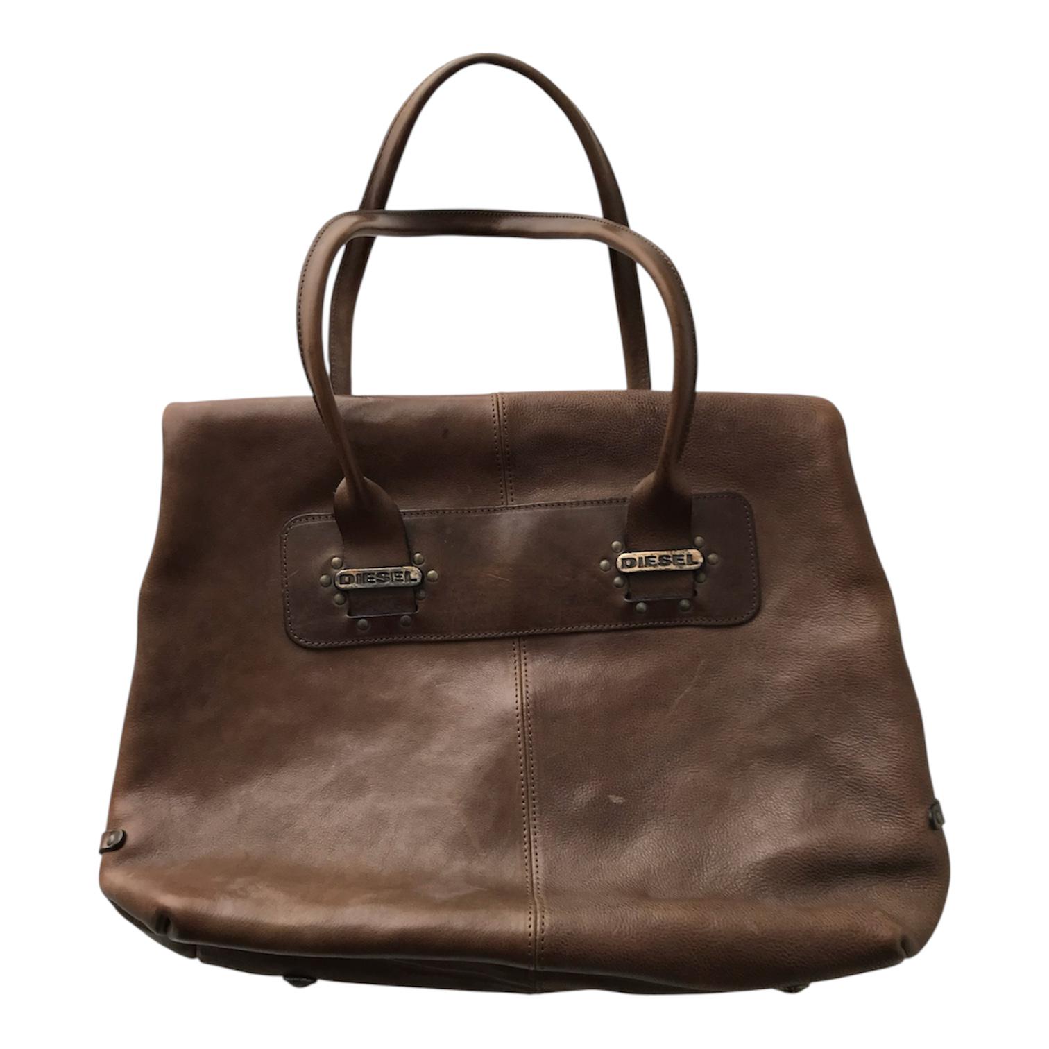 DIESEL Vintage Leather Shoulder Bag Minimalistic Futuristic Grunge