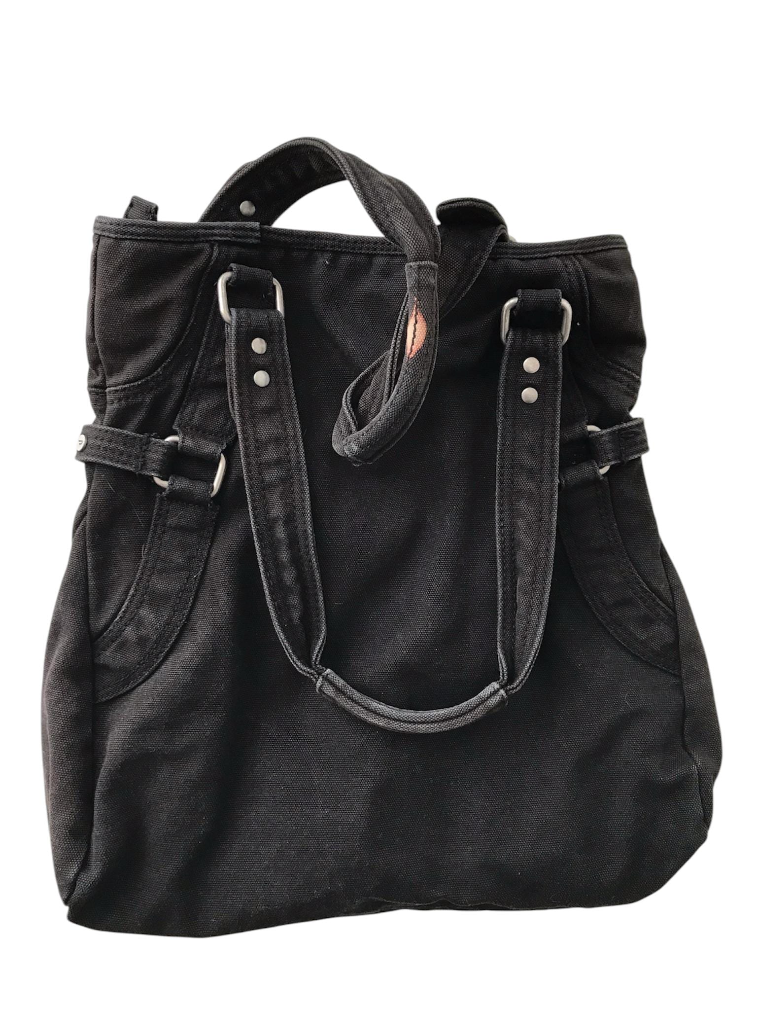 DIESEL Vintage Black Denim Shoulder Bag 00s Y2K Grunge Goth City 