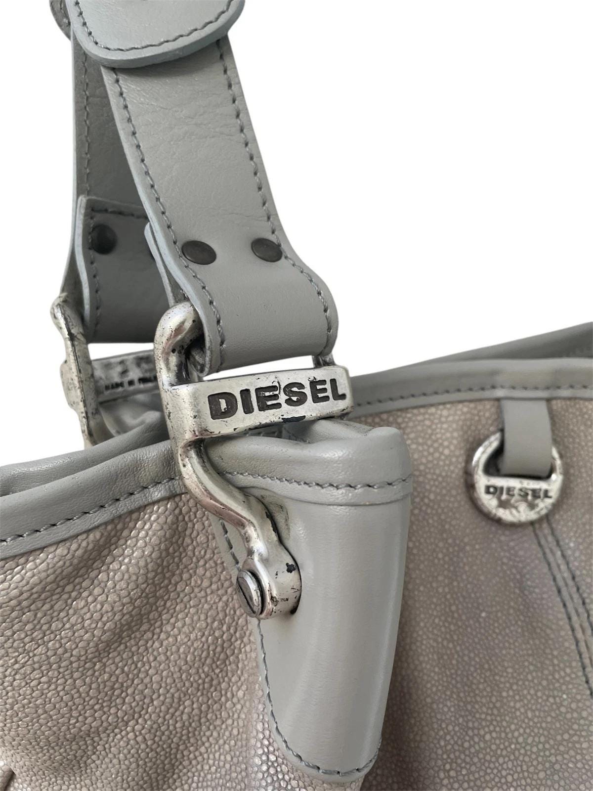DIESEL Vintage Textured Leather Shoulder Bag Medieval Inspired 