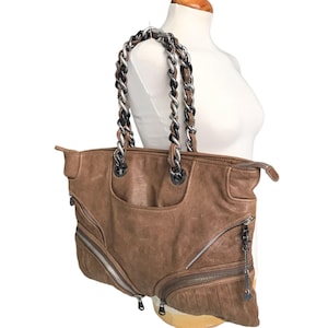 DIESEL Vintage Brown Leather Bag Moto Biker Dystopian Goth Grunge 