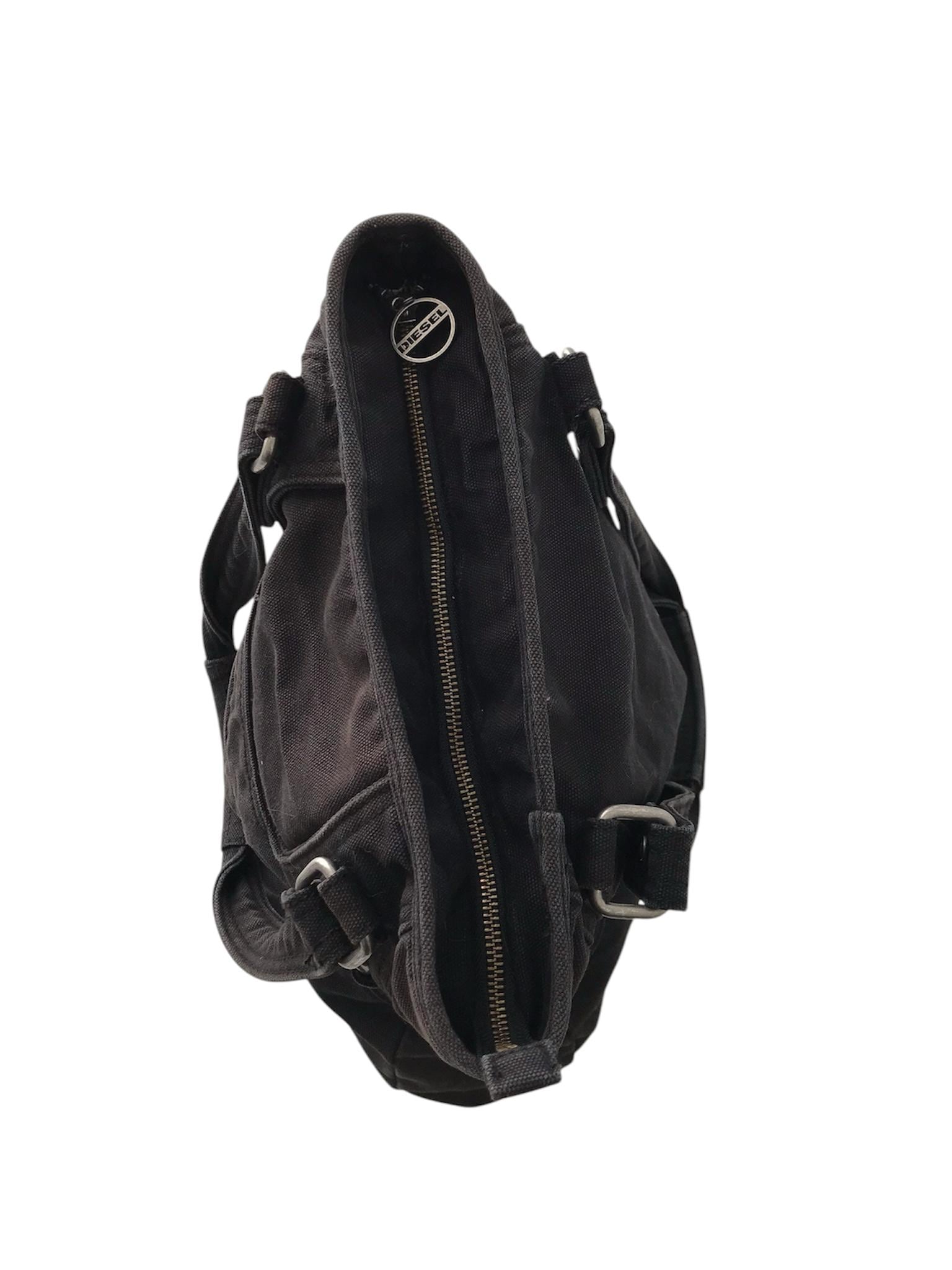 DIESEL Vintage Black Denim Shoulder Bag 00s Y2K Grunge Goth City