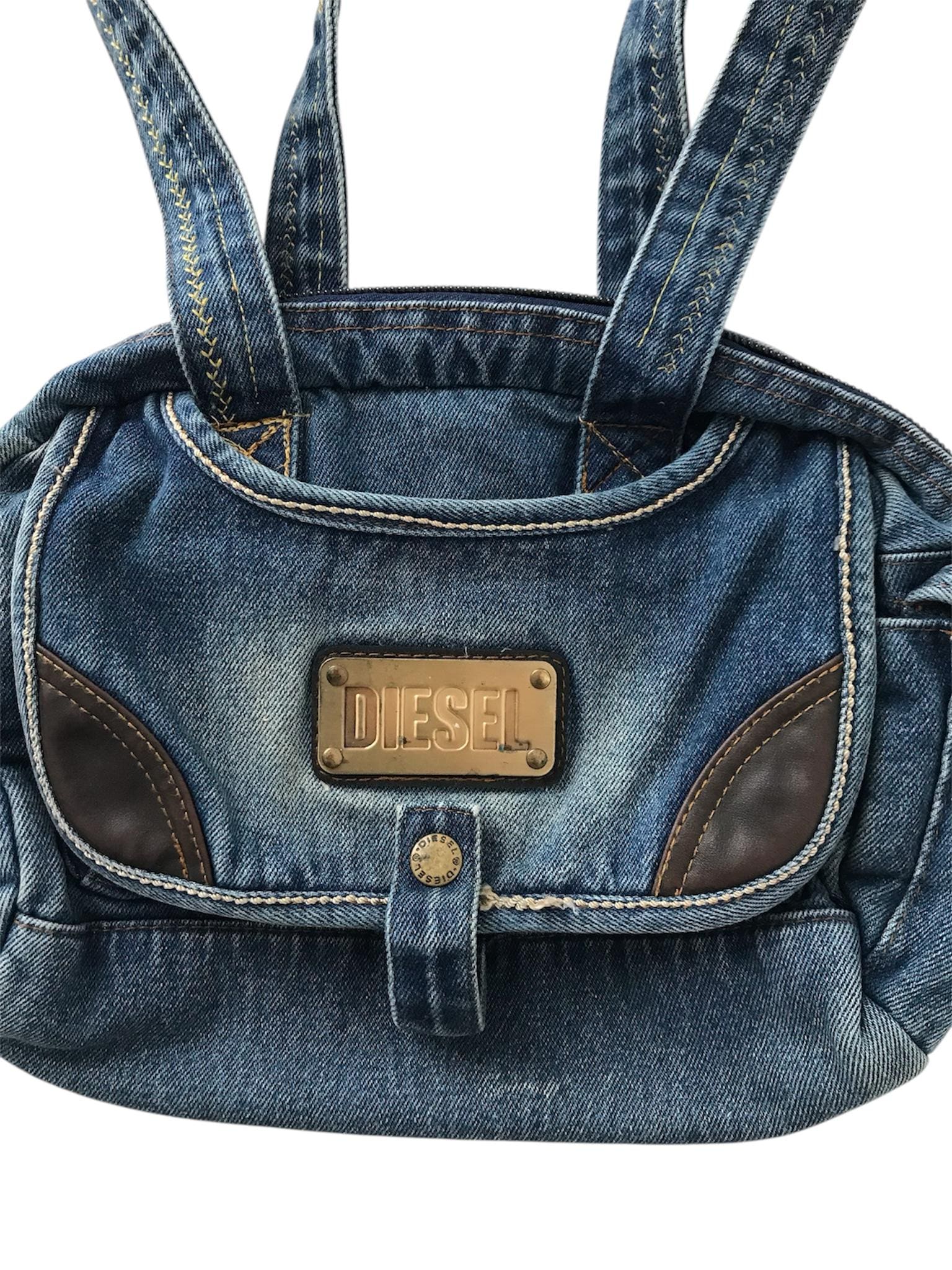 DIESEL ヴィンテージ デニム ハンドバッグ マルチポケット ダメージ 