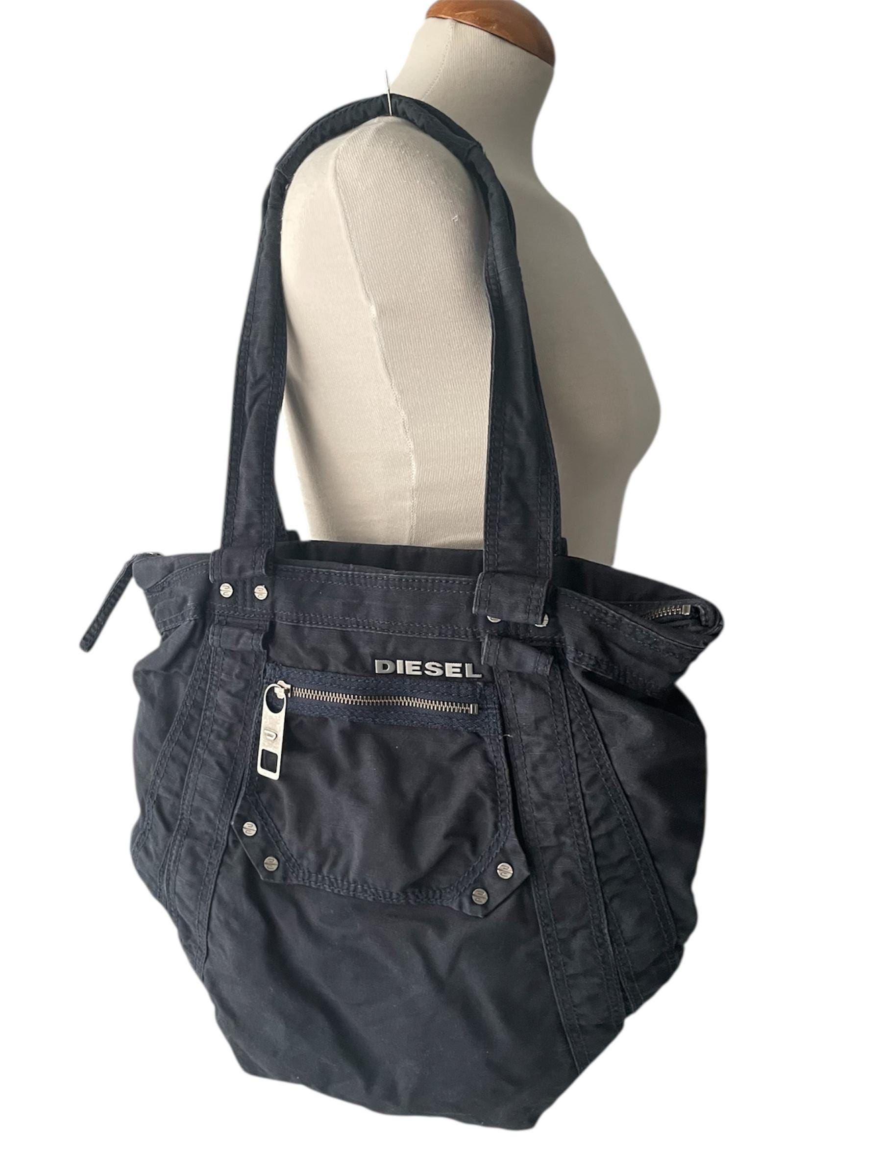 DIESEL Vintage Deep Sea Blue Denim Sholder Bag Cargo Multipocket