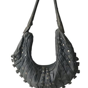 DIESEL Vintage Black Boston Shoulder Bag Y2K 00s Boho Embroidery