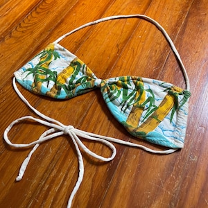 1970s Tropical Cotton Bikini Top