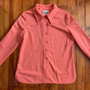 Vintage 1970s Salmon Button Up by Devon