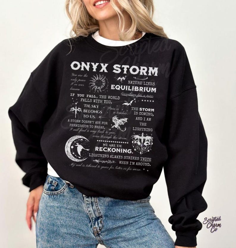 Onyx Storm Sweatshirt Basgiath War College Crewneck Romantasy Dragon Riders Shirt Fantasy Reader Gift Dark Academia