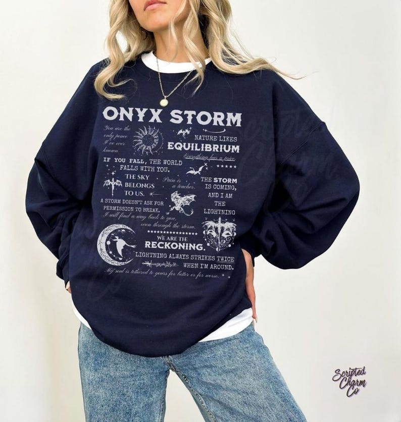 Onyx Storm Sweatshirt Basgiath War College Crewneck Romantasy Dragon Riders Shirt Fantasy Reader Gift Dark Academia
