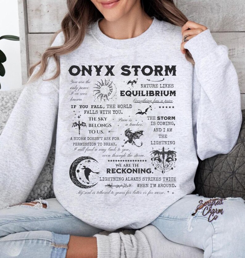 Onyx Storm Sweatshirt Basgiath War College Crewneck Romantasy Dragon Riders Shirt Fantasy Reader Gift Dark Academia