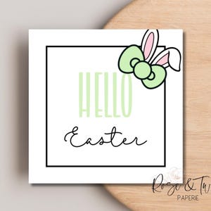 Printable Mini Cookie Tag - 2&quot; X 2&quot; Square Hello Easter Green Cookie Packaging Mini Cookies