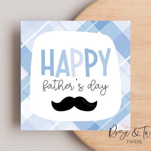 Mini etiqueta para biscoitos para impressão - 2" x 2" quadrado Feliz Dia dos Pais Bigode Embalagem para biscoitos Mini biscoitos