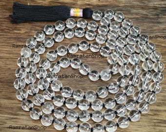 Himalaya Bergkristall Mala | Handgeknüpfte 108 Bead Meditationskette