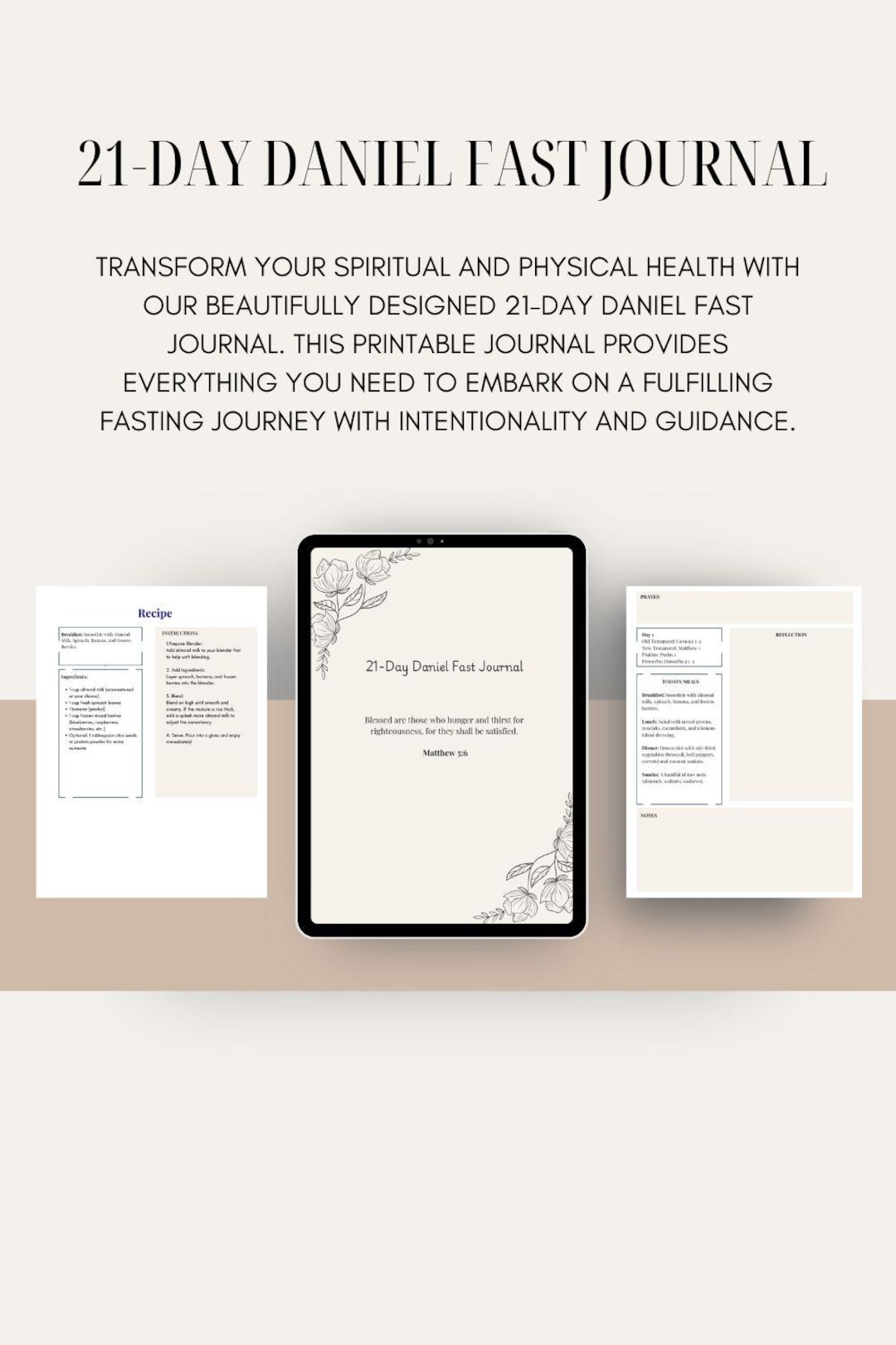 21-day Daniel Fast Journal | Printable Devotional & Meal Plan | Bible ...