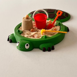 The Pocket Turtle Sandbox with Mini Tools and Sand. Mini Turtle Sand Box. Desktop Zen Garden. 4.5&quot; х 5.0&quot; Size.