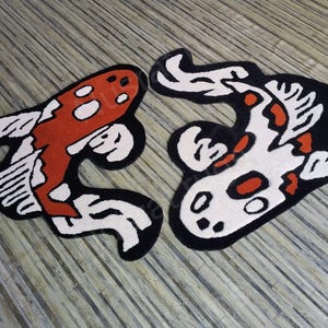 Hand-Tufted Koi Fish Rug Set: Japanese Yin Yang Art Decor