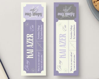 Kai Azer Book Boyfriend Ticket Bookmark Powerless Trilogy by Lauren Roberts - Digital Download