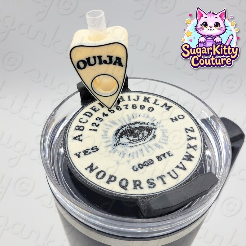 Ouija Board & Planchette Stanley Tumbler Straw and Cup Topper Set image 4