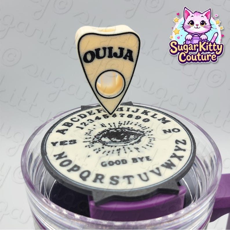 Ouija Board & Planchette Stanley Tumbler Straw and Cup Topper Set image 3
