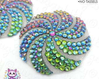 Pinwheel Swirl Illusion Rhinestone Nipple Pasties • SugarKitty Couture