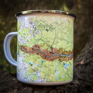 Yellowstone Topographic Map Enamel Camp Mug – 15.5 oz Grand Canyon of the Yellowstone USGS Map Cup – National Park Gift