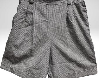 Vintage 1980s Houndstooth High-Waisted Shorts