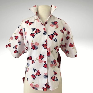 Vintage 1980s Short Sleeve Geometric Button Down