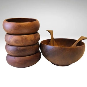 Mid Century Modern Teak Salad Bowls
