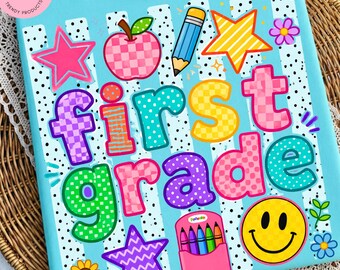 First Grade PNG, Back to School PNG, First Grade Shirt Design, Teacher Student png, Retro School Clipart,Preppy School png,Digital Download