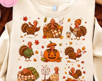 Pavo de Acción de Gracias PNG, Diseño de sublimación de otoño, Lindo clipart de pavo de otoño, Diseño de camiseta de pavo, PNG de cuadros vichy retro de otoño, Descarga digital
