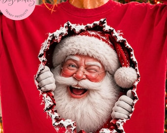 Camiseta navideña de Papá Noel PNG, Papá Noel divertido PNG, Diseño de camiseta navideña, Papá Noel PNG, Diseño de sublimación, Descarga digital