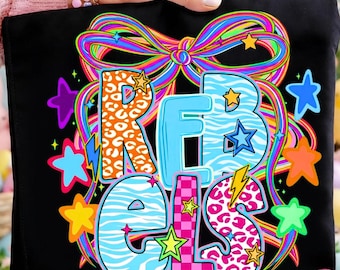 Rebels PNG, Preppy School Spirit PNG, Coquette Bow Mascot PNG, Trendy Girly Rebels Design, Hand Drawn Retro Preppy png, Viral Boutique png