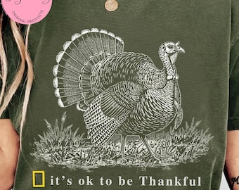 Está bien estar agradecido PNG, Sublimación de pavo vintage, Pavo retro de Acción de Gracias PNG, Diseño de camiseta rústica de otoño, Día de Acción de Gracias PNG