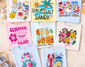 Summer PNG Bundle, Summer Vibes Shirt Designs, Beach Sublimation Bundle, Tropical Graphics Pack, Cute Summer Clipart PNG, Vacation Designs