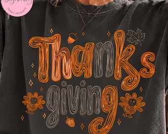 PNG de Acción de Gracias, Diseño de agradecimiento por dar, Sublimación de otoño, Diseño de camiseta de otoño, Arte digital del Día del Pavo, Regalo de Acción de Gracias Descarga instantánea