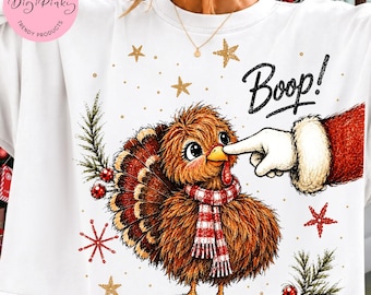Pavo de Acción de Gracias PNG, Diseño de pavo Boop, Pavo divertido de Navidad, Sublimación de camiseta de pavo, Lindo diseño navideño