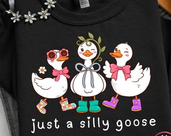 Nur eine Dumme Gans PNG, Lustiges Gans Coquette Design, Niedliches Gansetrio PNG, Dumme Gans Shirt Grafik, Adrettes Tier, Trendige Frühlingsgans
