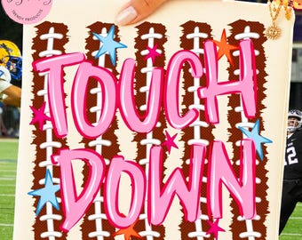 Girly Football PNG, Touchdown PNG, Pink Football PNG, Touchdown  Mom ,Retro Football Design, , Football Mom png, Game Day shirt, Cheer png