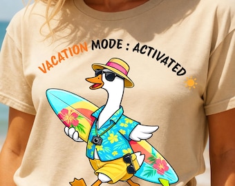 Summer Duck PNG, Vacation Mode Activated Goose, Funny Beach Duck Design, Summer Vibes PNG, Cute Goose Summer Shirt, Sublimation Download