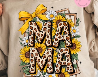 Mama PNG, Leopard Mama Sunflower PNG, Mothers Day Shirt Design, Floral Mama PNG, Trendy Mama Graphic, Mom Life png, Mothers Day Digital