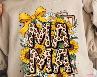 Mama PNG, Leopard Mama Sonnenblume PNG, Muttertag Shirt Design, Blumen Mama PNG, Trendige Mama Grafik, Mama Leben png, Muttertag Digital