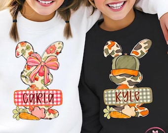 Personalisierter Osterhase PNG, Benutzerdefinierter Name Hase PNG, Kinder Osterhase, Mädchen Jungen Hase Shirt, Süßer Osterhase PNG, Ostern Shirt PNG