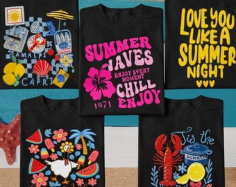 Sommer Vibes PNG Bundle, Strand Shirt Designs, Amalfi Capri Grafik, Sommer Zitate SVG, Urlaub Clipart, Sublimation PNG, süßes Sommer T-Shirt