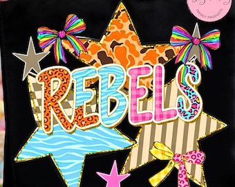 Rebels PNG,Preppy School Spirit PNG,School Varsity shirt ,Retro Camo Mascot Varsity Distressed Design , Trendy Girly Rebels ,School Game Day