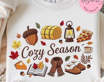 Cozy Season PNG, Fall Clipart, Autumn Sublimation Design, Pumpkin Spice Coffee Book Lover png, Cozy Vibes , Cozy Autumn Shirt  ,Gift For Her