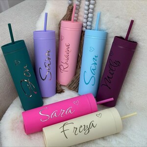 Vaso personalizado de 16 oz con pajita y tapa, botella portátil, reutilizable, lavable