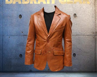 Men's Leather Motorcycle Jacket: Casual Biker Jackets New # 130