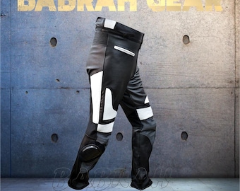 Men's Heavy Duty Leather Motorcycle Racing Pants: Padded Protection