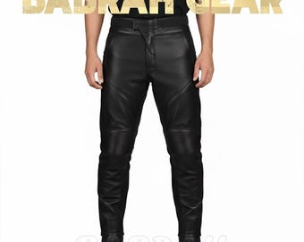 Men's Heavy Duty Leather Motorcycle Pants Custom Length Leather Biker Pant Racing Pant New BG-1484